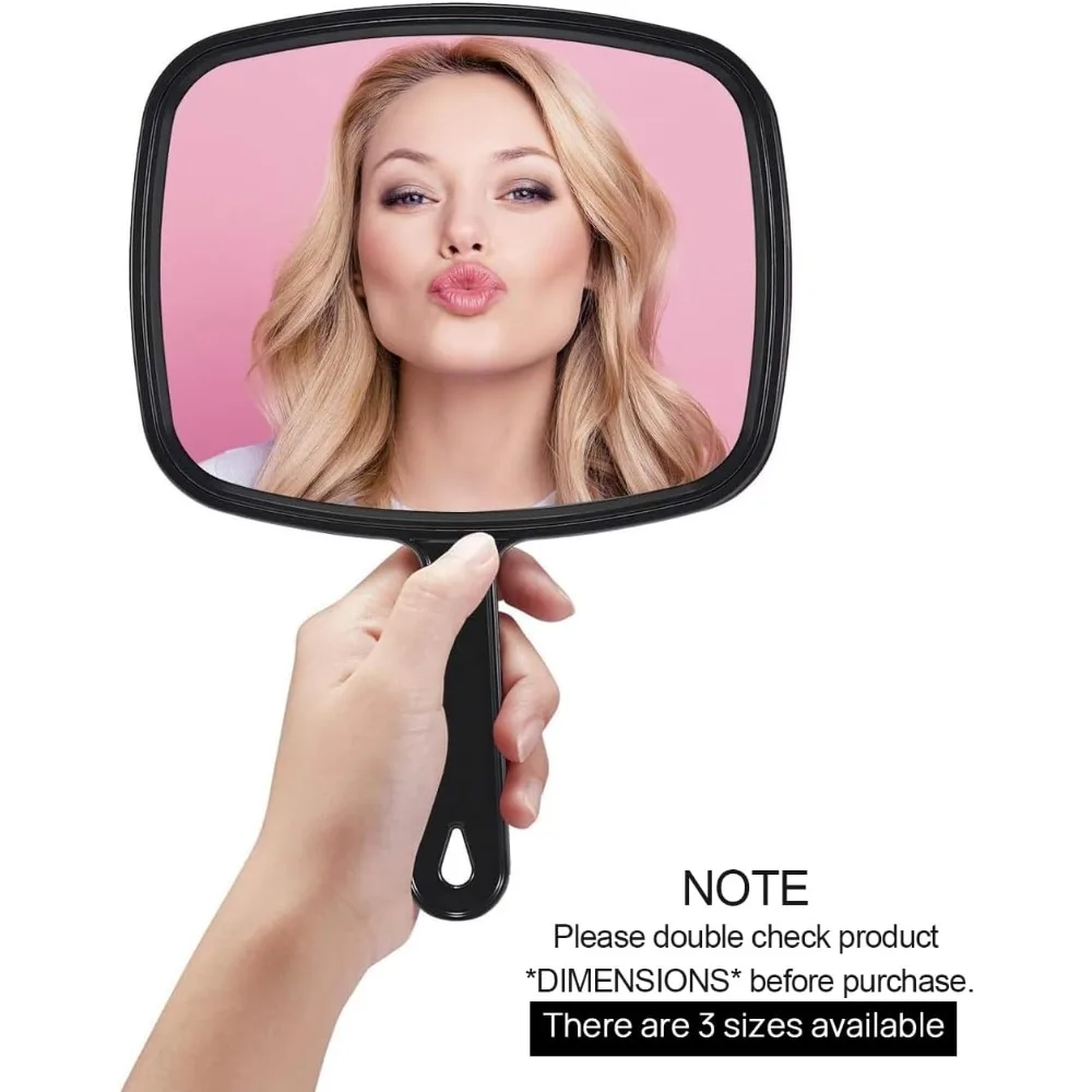 

Hand mirror, salon barber holding mirror with handle, square black