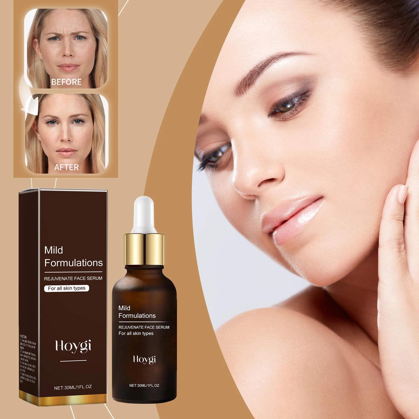 若返りフェイスセラム - すべての肌タイプのためのアンチエイジング、保湿、美白セラム、30ml/1FL.OZ