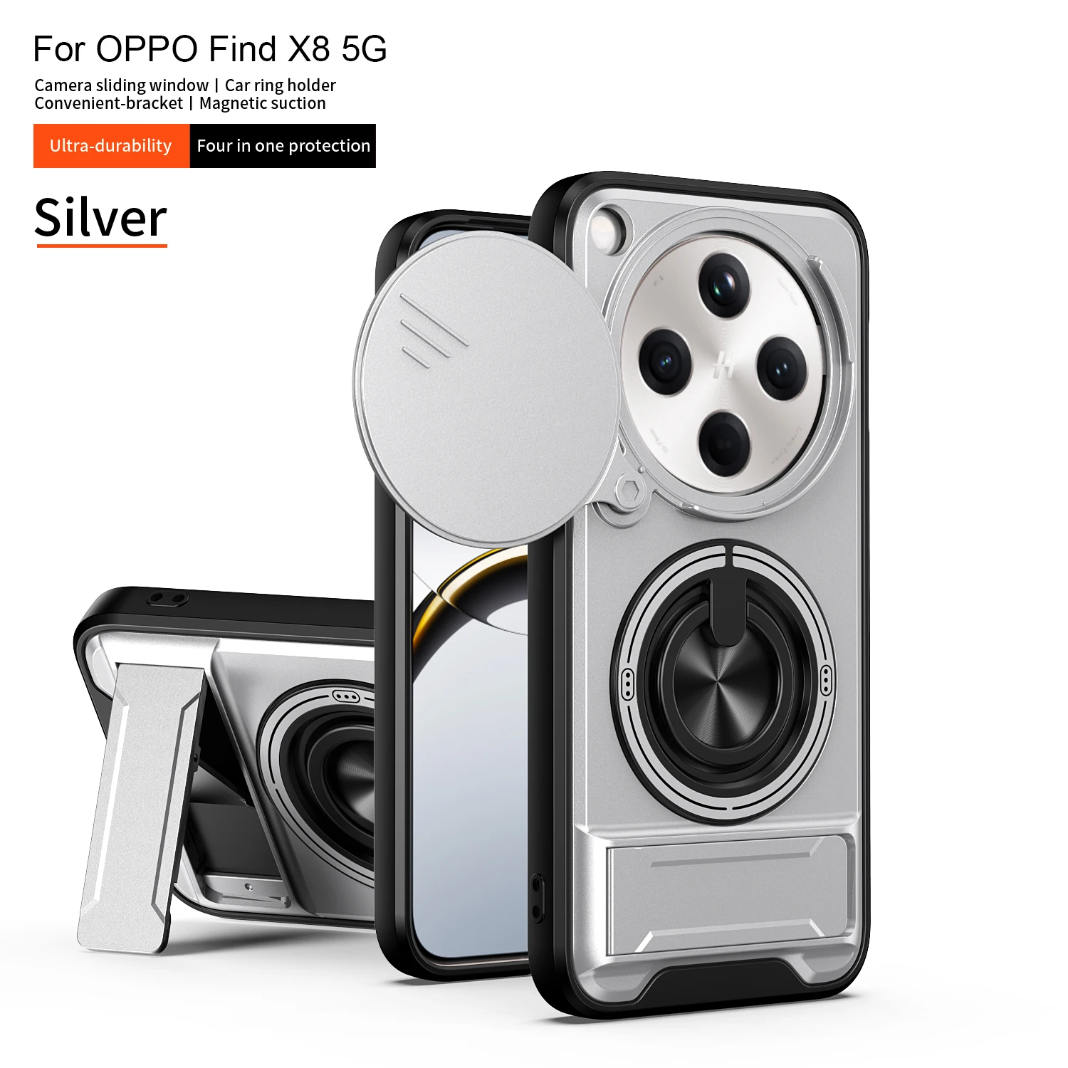 

Чехол для OPPO Find X8, роскошный пластиковый чехол с защитой для камеры, для OPPO Find X8 5G, чехол для телефона с вращающимся магнитным кольцом-держателем
