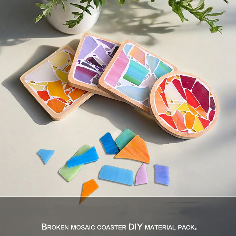 Handmade DIY Mosaic Cup Mat Bottom Bamboo Pad Heart Square Coaster Parent-Child Early Education Free Creation Handicraft Toys