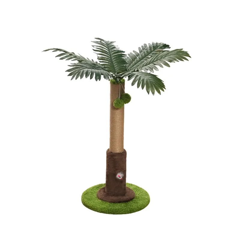 56CM Tree Cat Scratch Post with Two Dangling Balls & Spring Ball Toys Cats with Rat Hole Suitable for Kitten Adult Cats