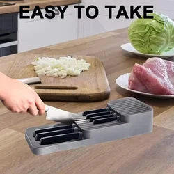 1pc Knife Holder Tableware Organizer Container For Knives Block Rack Knife Organizer Kitchen Drawer Cutlery Storage Tray