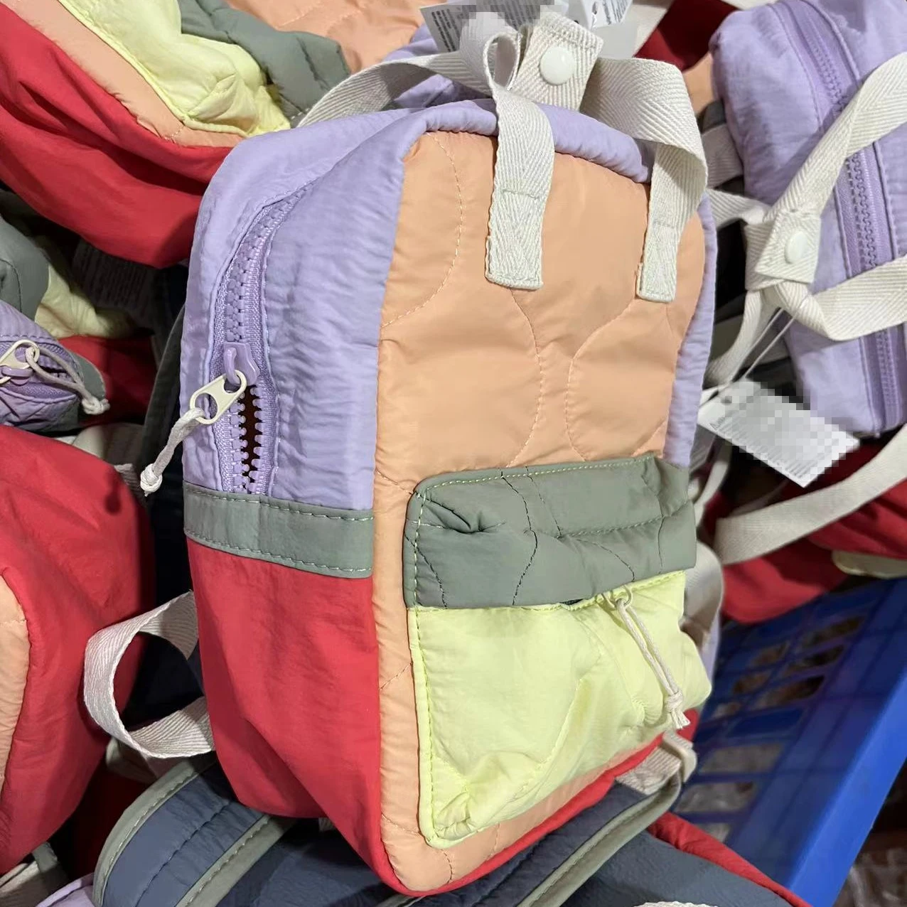 Ransel bordir pribadi anak-anak, ransel bahu ringan pria dan wanita perca quilt oranye untuk pria dan wanita