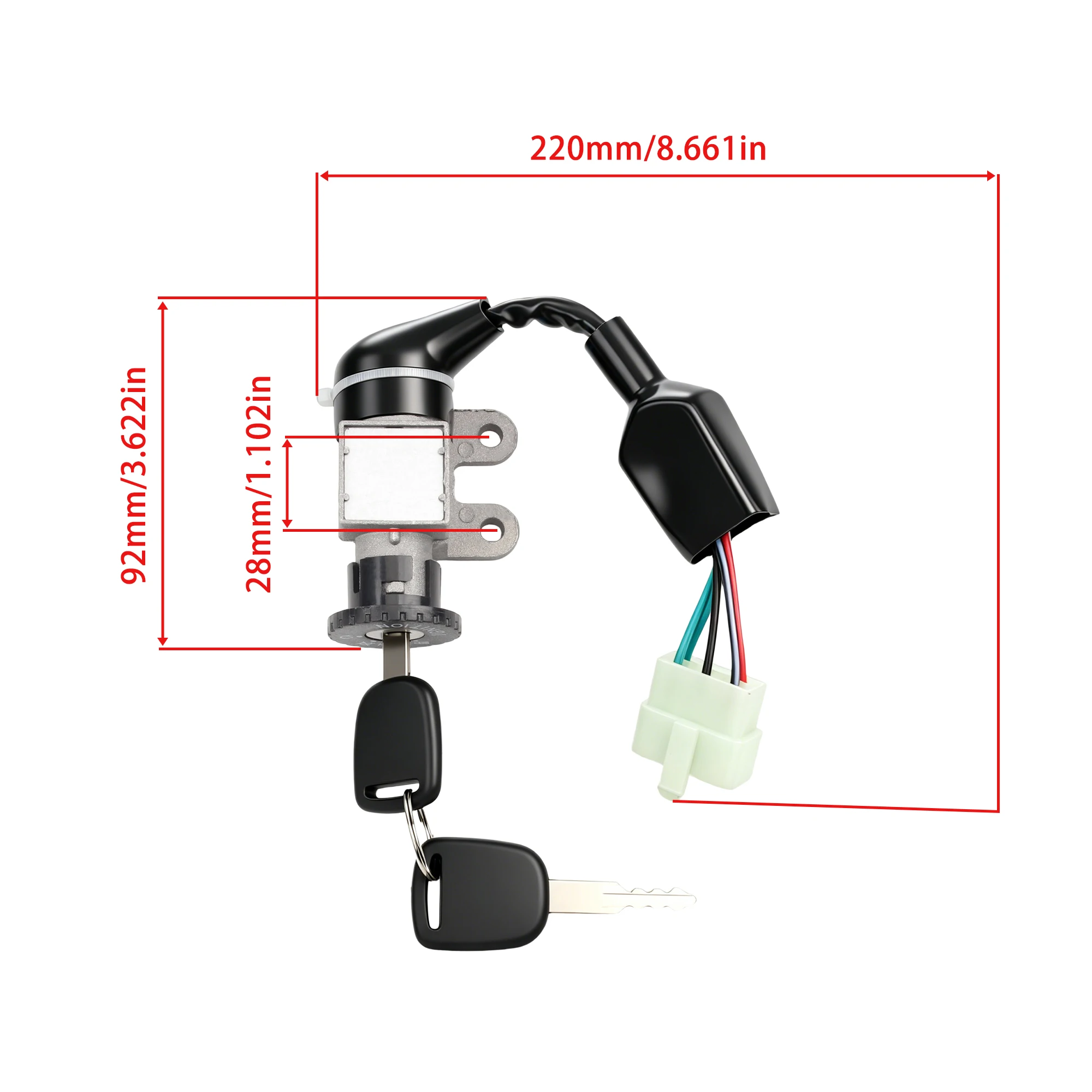 5Pin Motorcycle Ignition Switch With 5 Wires 2 Keys 3 Position for GY6 49cc 50cc TaoTao Peace Roketa Jonway Scooter Accessories