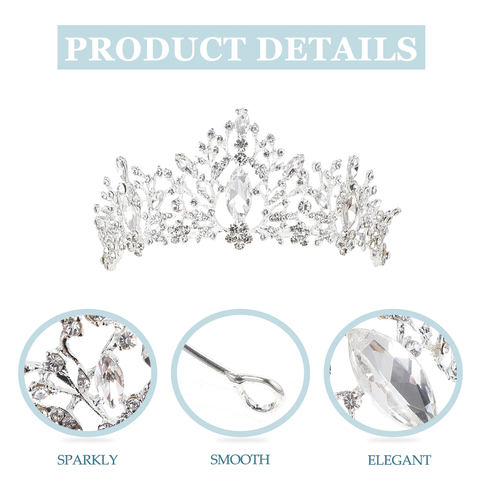 

1pc Rhinestone Crown Headband Bridal Tiara Hair Accessories Decorative Alloy Pageant Crowns Wedding Dress Headdress Prop Elegant