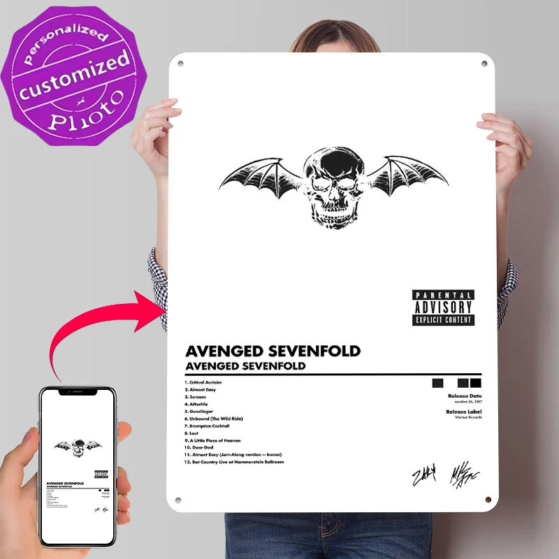 Avenged Sevenfold Album 3D Printed Texture Poster Personalized Wall Art Retro Metal Tin Signs for Home and Decoration Gaming