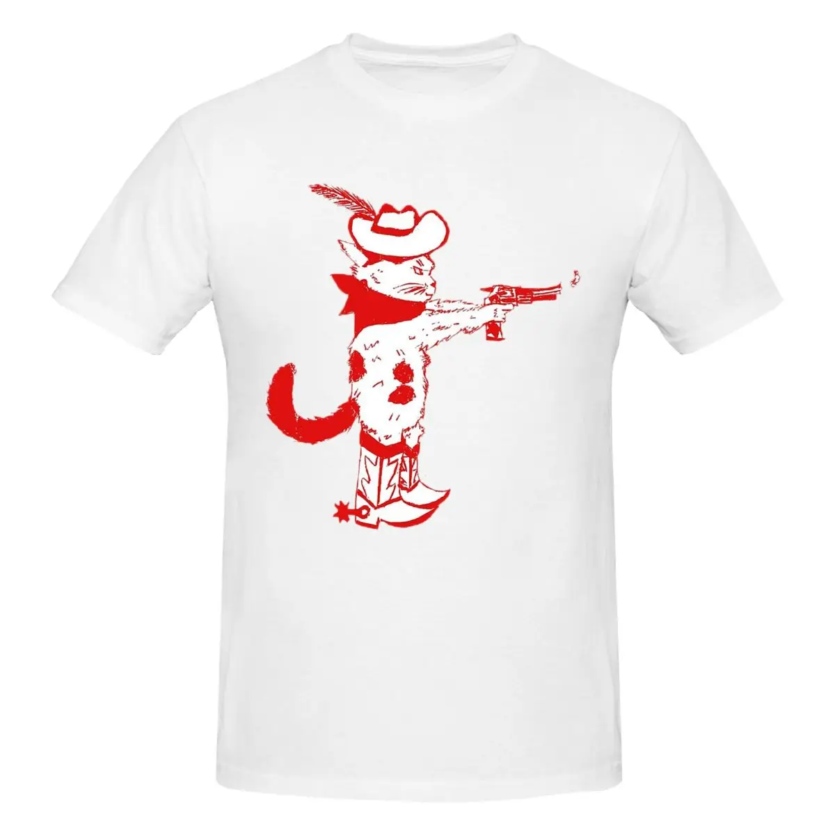 Cowboy Cat (donatella) Desing Men T-Shirt Fashion Plus Size T Shirts Men's Round Neck Cotton Tees Short Summer Male