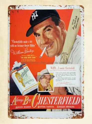 1948  Cigarettes ads Baseball metal tin sign vintage brew pub decor