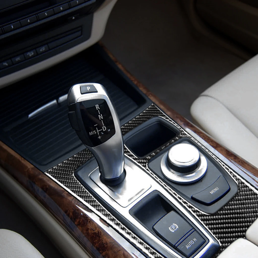 Bmw x6 e71 2008 2009-2007 bmw x5 e70 2009-用のbmwカーボンファイバーギアシフトボックス,トリムアクセサリー