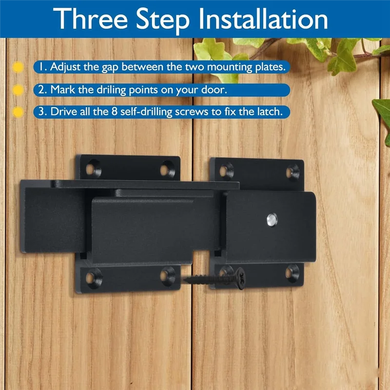 

HHO-Heavy Duty Aluminum Alloy Flip Gate Latch Lock With 3.5Mm Adjustable Door Padlock Hole