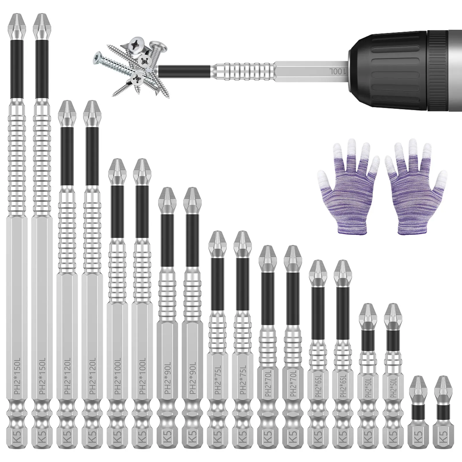 

Набор магнитных отверток, 18 шт., набор сверл с шестигранным хвостовиком 1/4 дюйма, прочные ударные магнитные отвертки, подходящие для электроинструментов и ручных инструментов