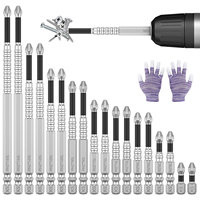 18Pcs Magnetic Screwdriver Drill Bit Set 1/4 Inch Hex Shank Impact Tough Magnetic Driver Bits Suitable For Power And Hand Tools