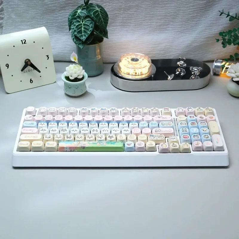 Chiikawa YG98 Mechanical Keyboard Hot‑Swap RGB Backlit 3‑Mode Bluetooth 2.4G Wireless Wired Gaming Keyboard PBT