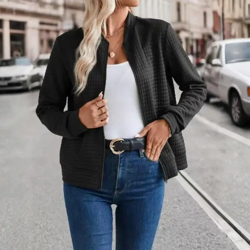 معطف نسائي 39BB خفيف الوزن بسحاب للخريف، لطيف ونحيف، ملابس خارجية شتوية #4