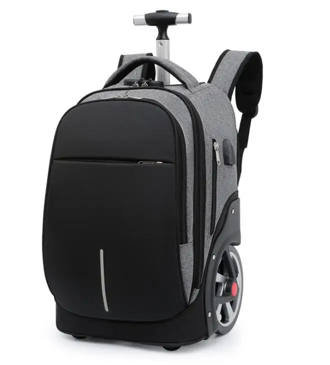 20 Inch Large Wheels Teen Boys Rolling Wheeled Backpack School Travel Trolley Luggage Bag