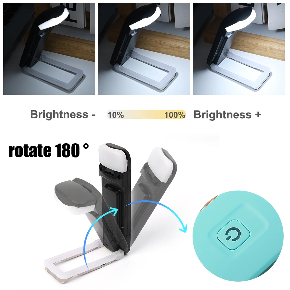 Imagem -05 - Luz de Livro Recarregável Usb Brilho Ajustável para Proteção Ocular Clipe de Led Luz de Marcador Portátil para Leitura na Cama do Carro