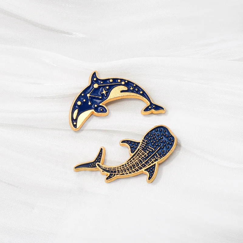 Cute Blue Whale Dolphin Brooches For Unisex Fashion Ocean Theme Fish Animal Badge Pins Jewelry Accessory Clothes Suit Party Gift view 2