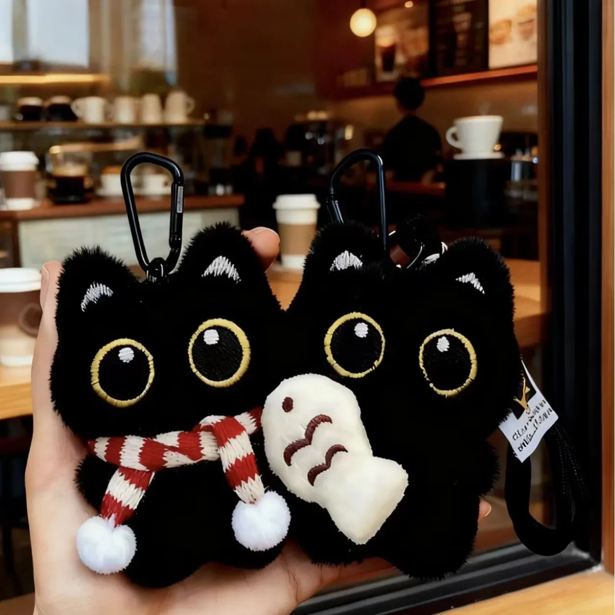 Cool Plush Black Cat Doll Toy Keychain Kawaii Bag Pendant Charms Car Keyring Accessory Gift for Women And Couples - view 4