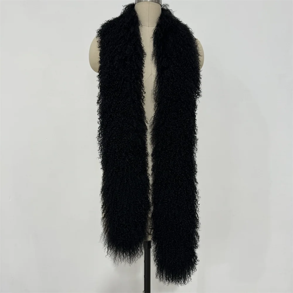 

Удобный женский зимний шарф из монгольского меха ягненка, многофункциональный утеплитель для шеи