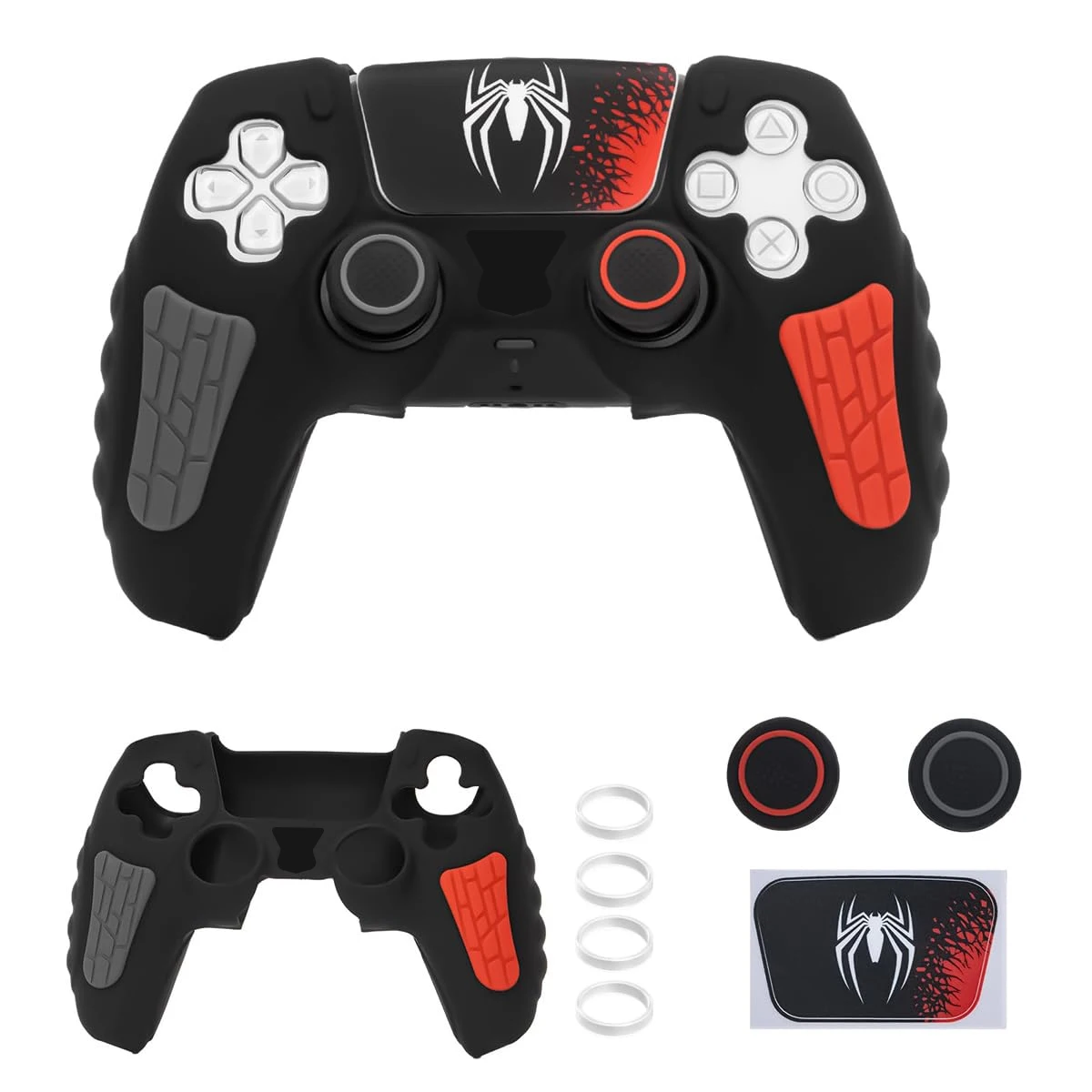 Controller Skin Shell for PS5 Controller Silicone Cover Case with 2 Rubber Thumb Grip Gaps Touch Pad Sticker For PS5 Fit In Dock view 5