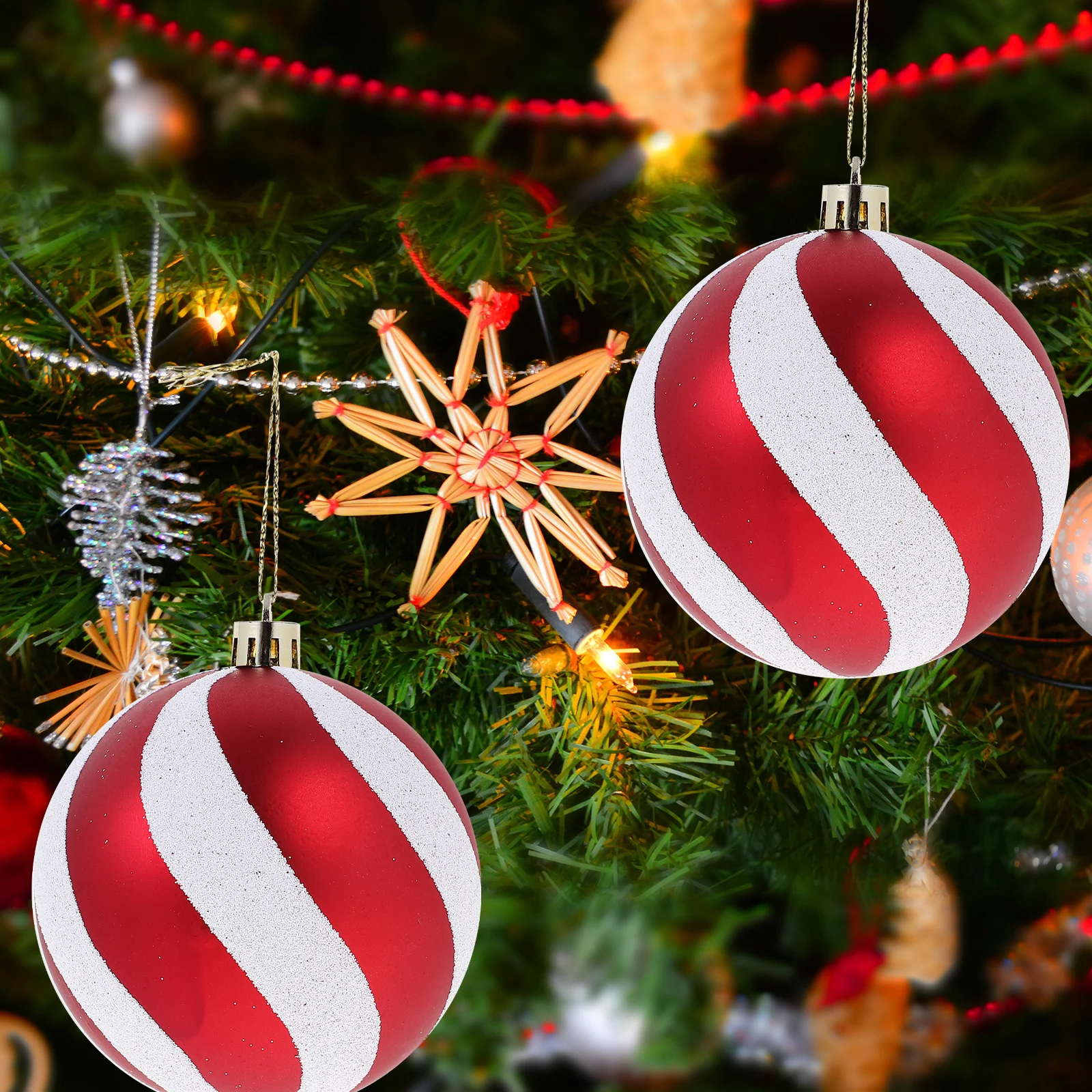 

6Pcs Christmas Ball Pendant Set Decorative Hanging Balls for Xmas Tree Holiday Decorations Festive Supplies Family Gathering Ktv