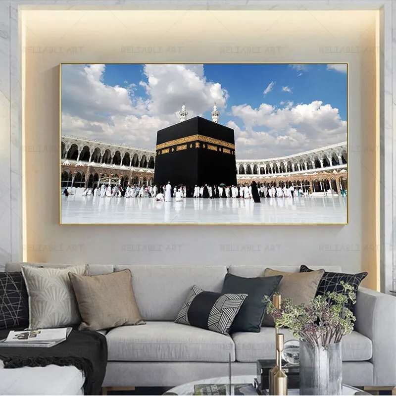 Islamic Sacred Sites Canvas Art  Masjid AlHaram  Kaaba Mecca Prints for Wall Decor