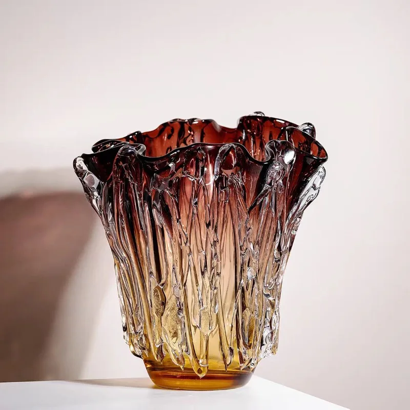 Art gradual change drawing heavy industry glazed vase flame-like design sense modern living room coffee table decoration ornamen