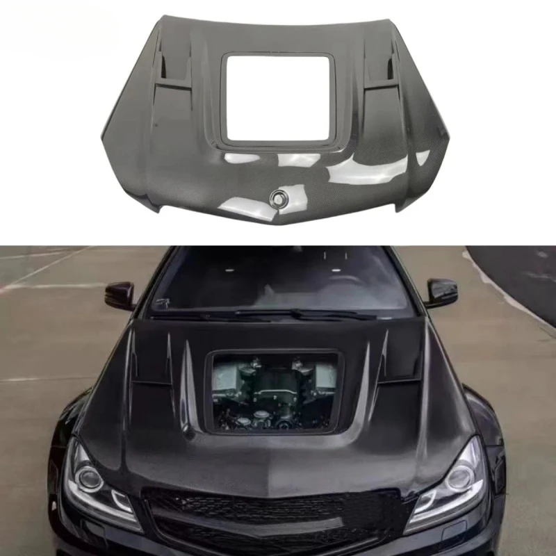 IMP Style Carbon Fiber Engine Hood Bonnet Lightweight Panel Fit W204 2008-2011 Sedan Exterior Mod Parts