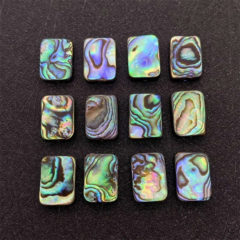 Abalone Shell Paua Shell Beads Flat Rectangle Loose Spacer Craft Gift for Crystal Collectors, Halloween and Thanksgiving gifts