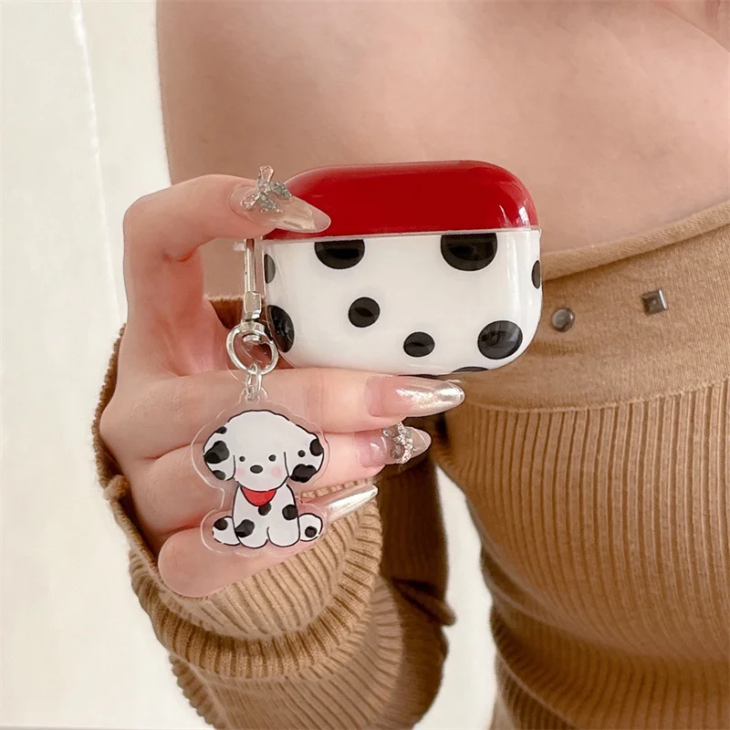 Polka dots Earphone Case For Apple Airpods Pro 2 3 4 Gen Cover Silicone Cute Dalmatian pendant Headphone Charging Cases Airpod 4