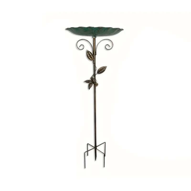 

Metal Bird Bath Outdoor Water Feeder With Decorative Leaf Motifs For Wild Birds