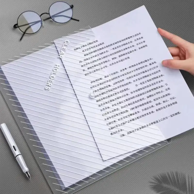 10 pcs File Folders Clear เอกสารกระเป๋าเอกสารโฟลเดอร์กระเป๋าเอกสารที่เก็บเอกสารเอกสารโรงเรียนอุปกรณ์การเรียนการจัดหา H8WD