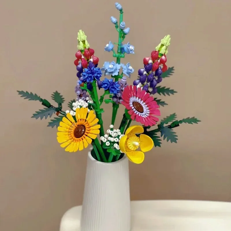 Wildflower Bouquet อุปกรณ์ตกแต่งบ้าน Building Blocks วันหยุดของขวัญ Creative Plant Series 939 ชิ้น 10313