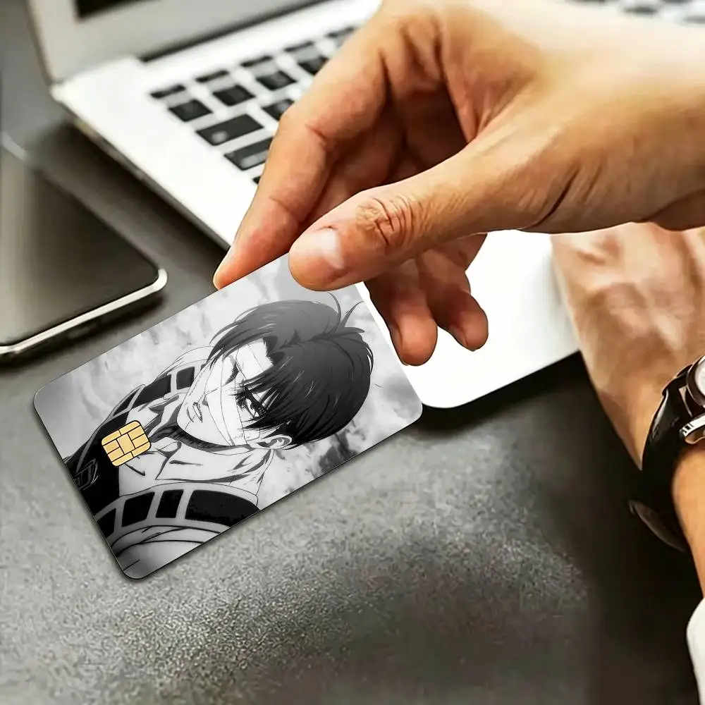 Levi Ackerman Attack on Titan HD Waterproof Credit Card Stickers Silicone Decals For Chip Game Cards Gift