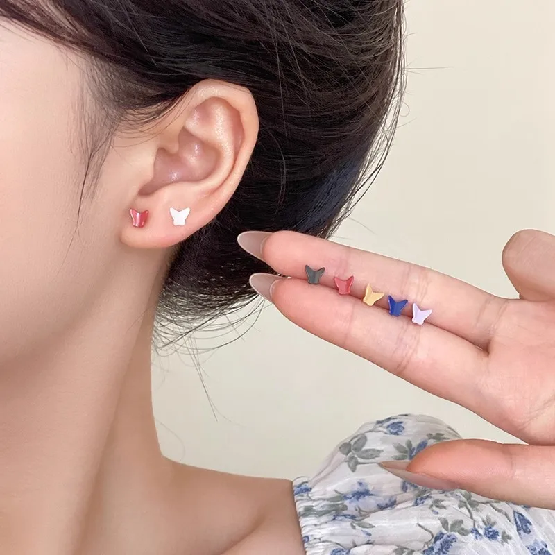 

Colorful Ceramic butterfly Stud Earrings for Women Girls Sweet Geometric Smooth Ear Bone Nail Ear Rod Aesthetic Jewelry Gift Lot