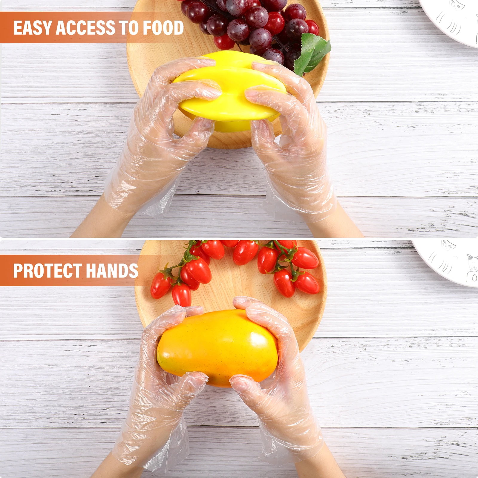 100 Pcs Disposable Plastic Gloves Food Handling Kids Service Kitchen Child Prep for Children