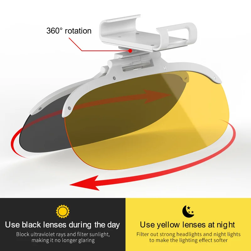 Anti Glare Polarized Sun Visor Extender Universal Car UV Block Anti Snow Blindness Clear HD Lens Safety Driving Acrylic Shield