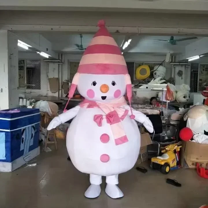 Weißes Schneemann-Maskottchen-Kostüm Rollenspiel Feiertags-Plüsch Weihnachtself Party Erwachsenen-Maskottchen Karnevalskostüm
