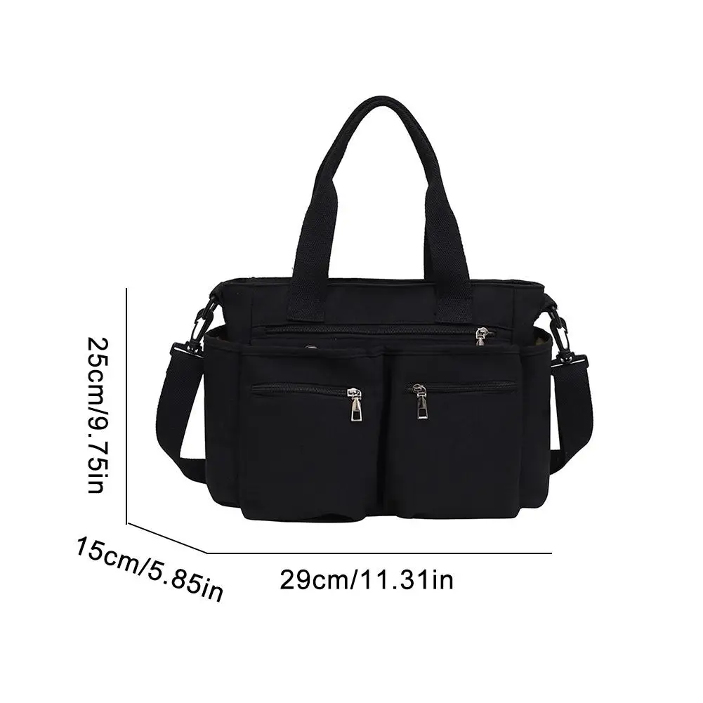 Multi Pocket Tote Bag Casual Handbag Simple Women Hobo Bag Solid Color Work Bag For Daily Office Use Shoulder Bag