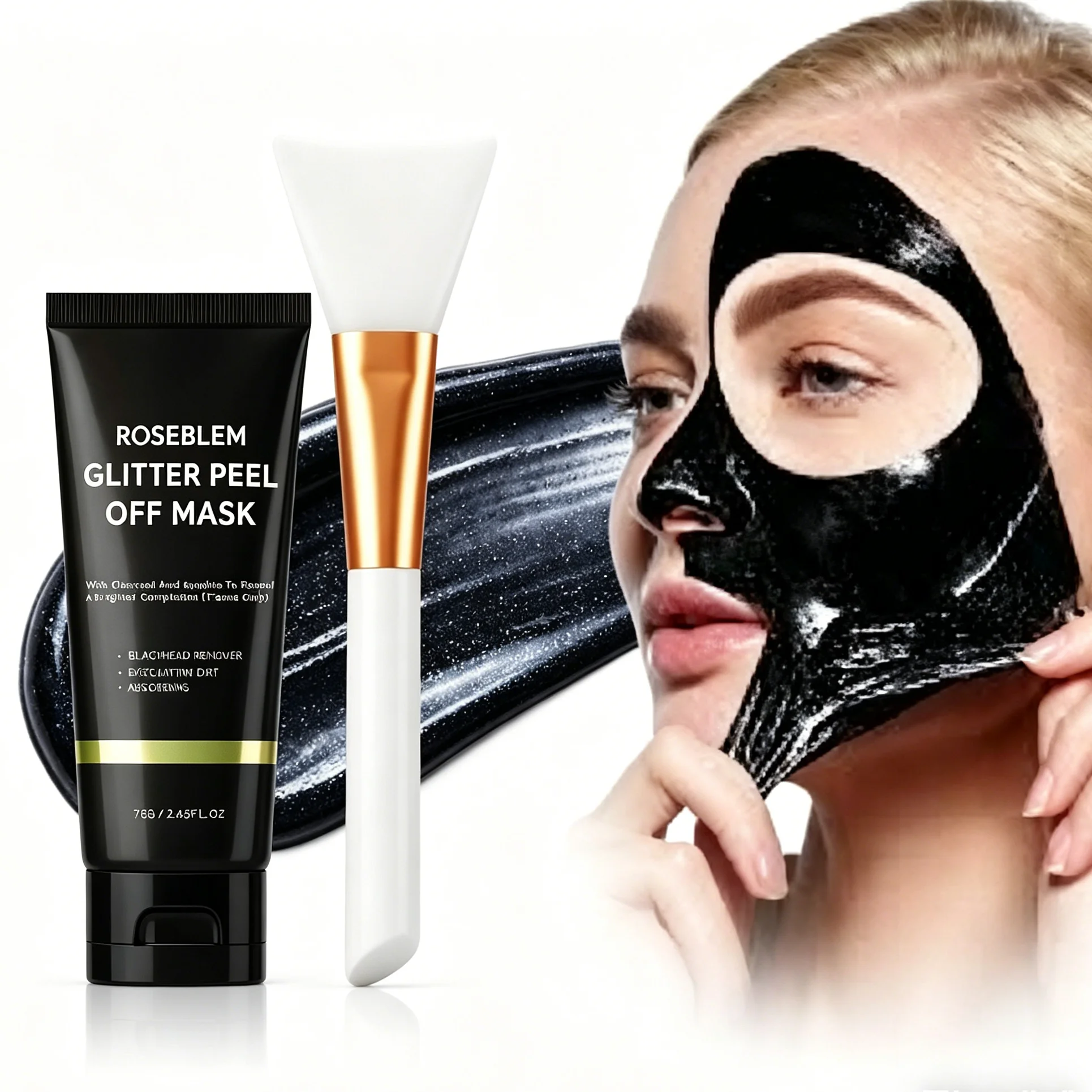 Natural Charcoal Blackhead Peel-Off Mask, Deep Cleansing, Oil Control, Suitable for Oily Skin, Unclogs Pores, Brightens Skin