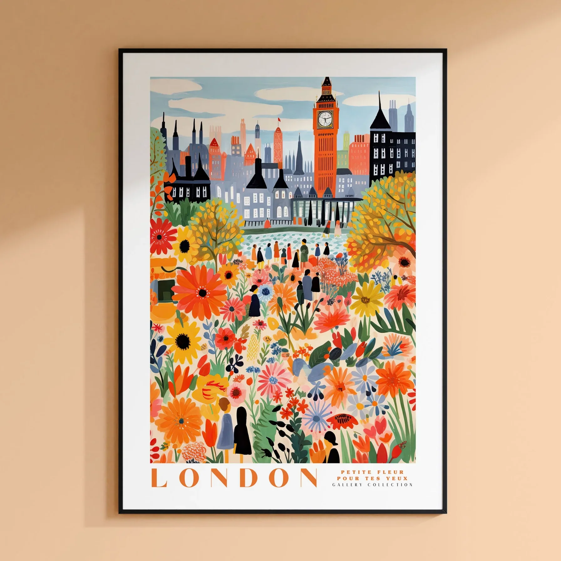Impresión de Londres del mercado de flores, arte de viaje de Londres, cartel moderno grande, arte de pared botánico, arte de pared verde, arte de pared de moda, floral