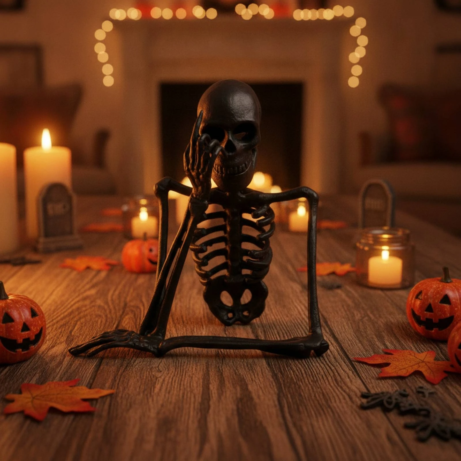 Skeletal Candle Holder Black Gothic Candle Holder Home Decor Freestanding Dark for Party