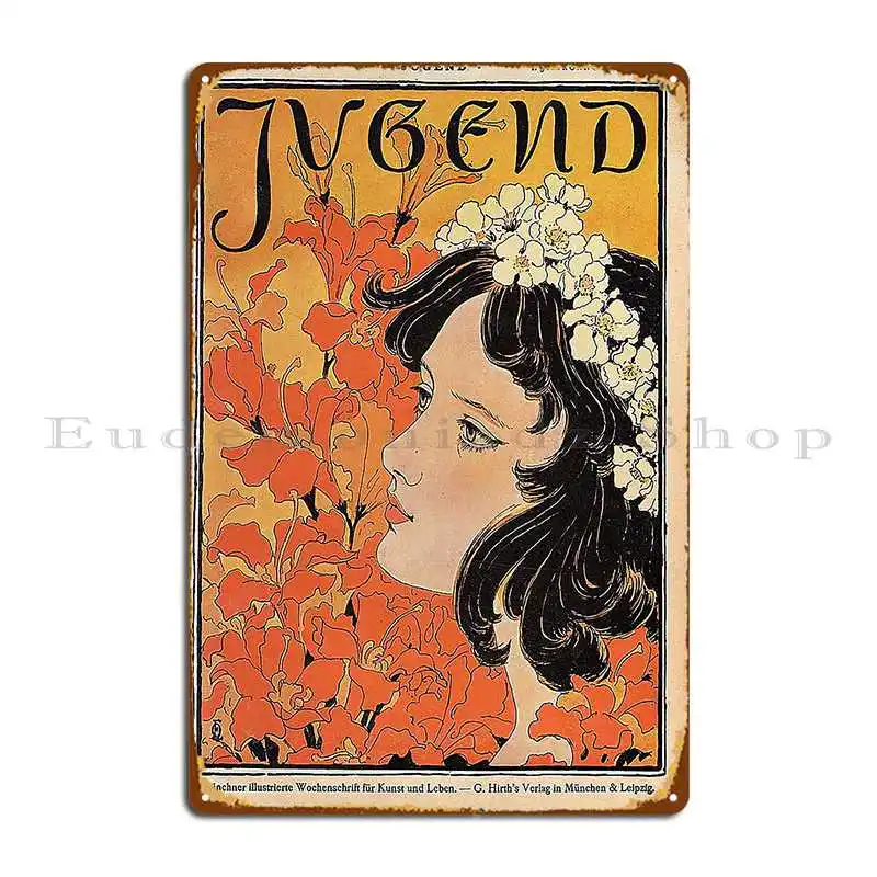 The Weekly Magazine Jugend No 14 Otto Eckmann 1896 Metal Plaque Poster Cinema Customize Cinema Printing Kitchen Tin Sign Poster