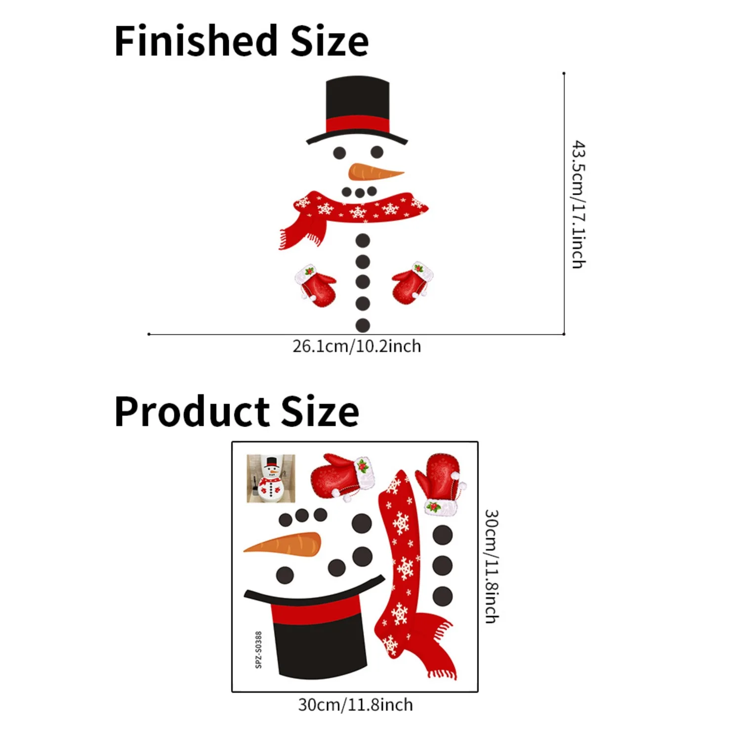 2 Sheets Christmas Snowman Toilet Decals Self Adhesive Waterproof Bathroom Decor