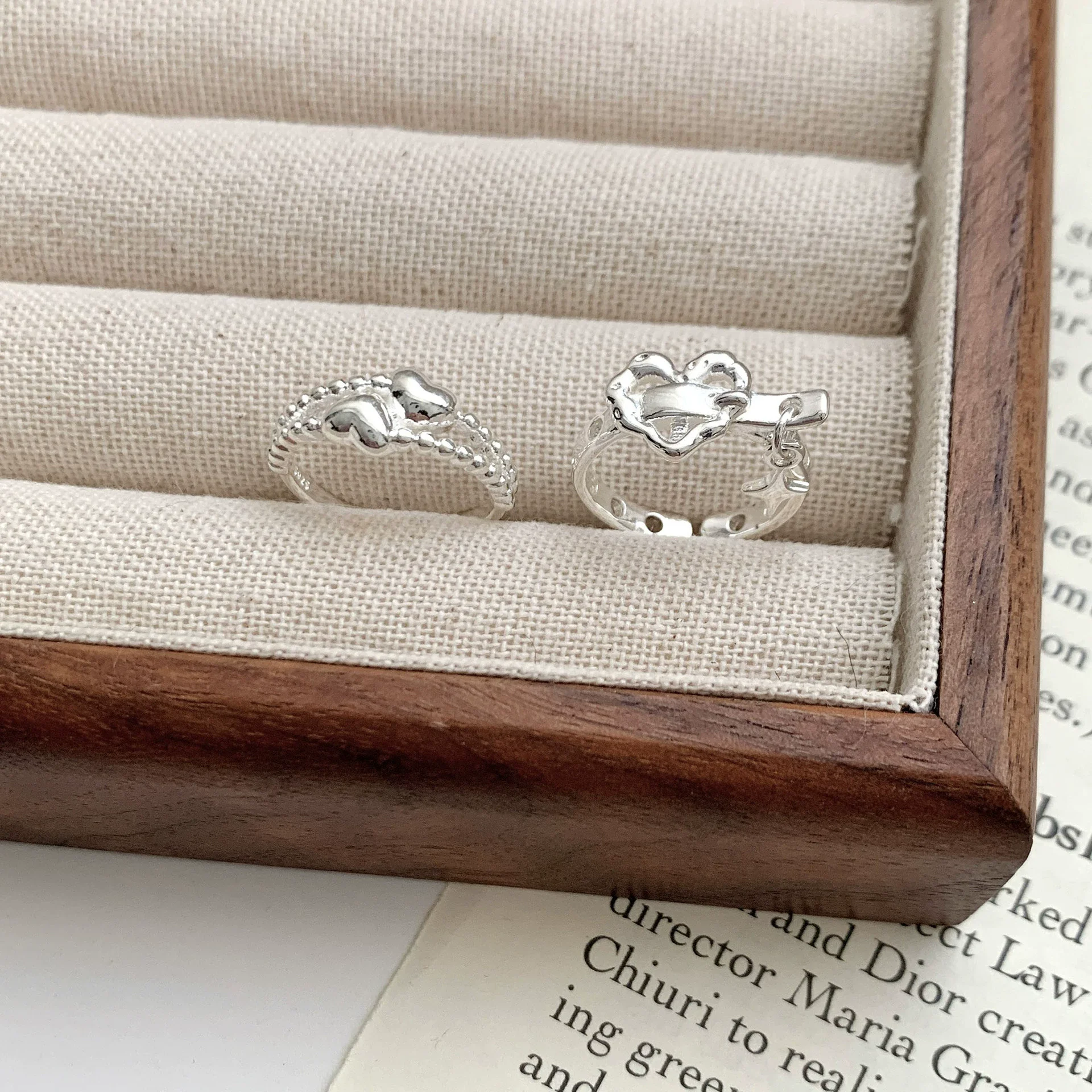 VENTFILLE 925 Sterling Silver Ring for Women Star Love Double Layers Heart Texture Adjustable Romatic Jewelry Gift Dropshipping