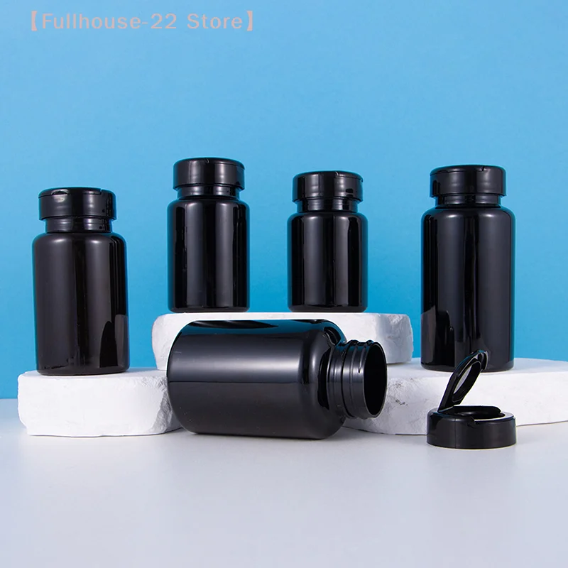 【MAX-22】80/120/150/175ml Health Black Light Proof Empty Medicine Capsule Powder Packet Plastic Jars Tiny Bottles
