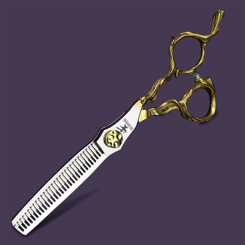 XUANFENG 6 inch imitation branch silver hair scissors 440C steel barber cutting scissors and Thinning Scissors