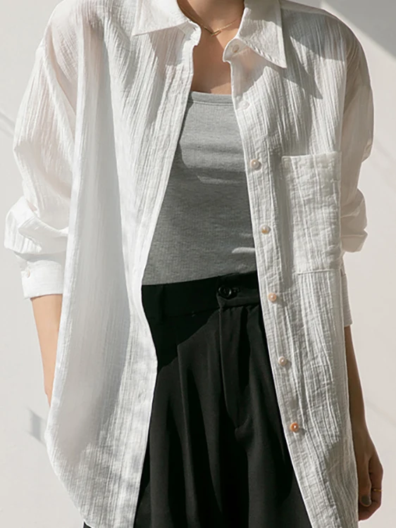 بلوزة نسائية صيفية فضفاضة طويلة للحماية من الشمس من الأشعة تحت الحمراء، رفيعة للتنحيف، قابلة للتنحيف، مصنوعة من البوليستر غير الرسمي