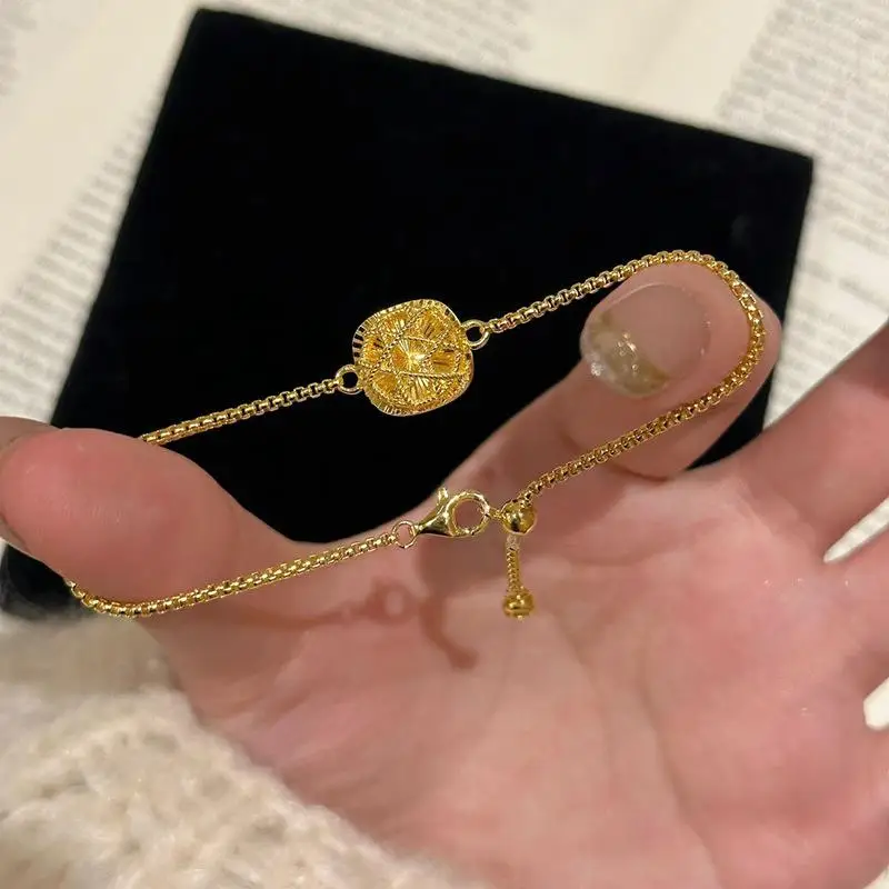 Creative Retro Shining Craftsm Irregular Weaving Texture bangles for women Light Luxury Sparkling Small Square Bracelet Jewelry