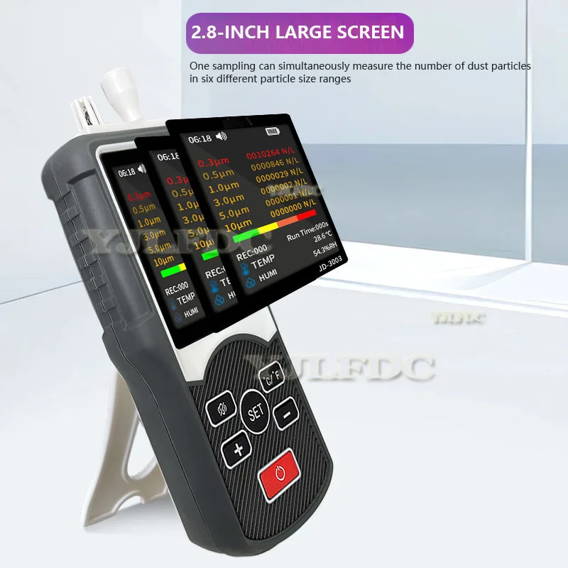 Dust Particle Counter Particulate Matter Tester JD-3003 Counter Professional Dust Particle Quality Monitor for Outdoor & Indoor